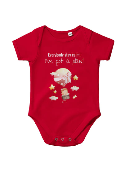 "Everybody Stay Calm! I’ve Got a Plan” Baby Bodysuit – Cute flying Baby Design