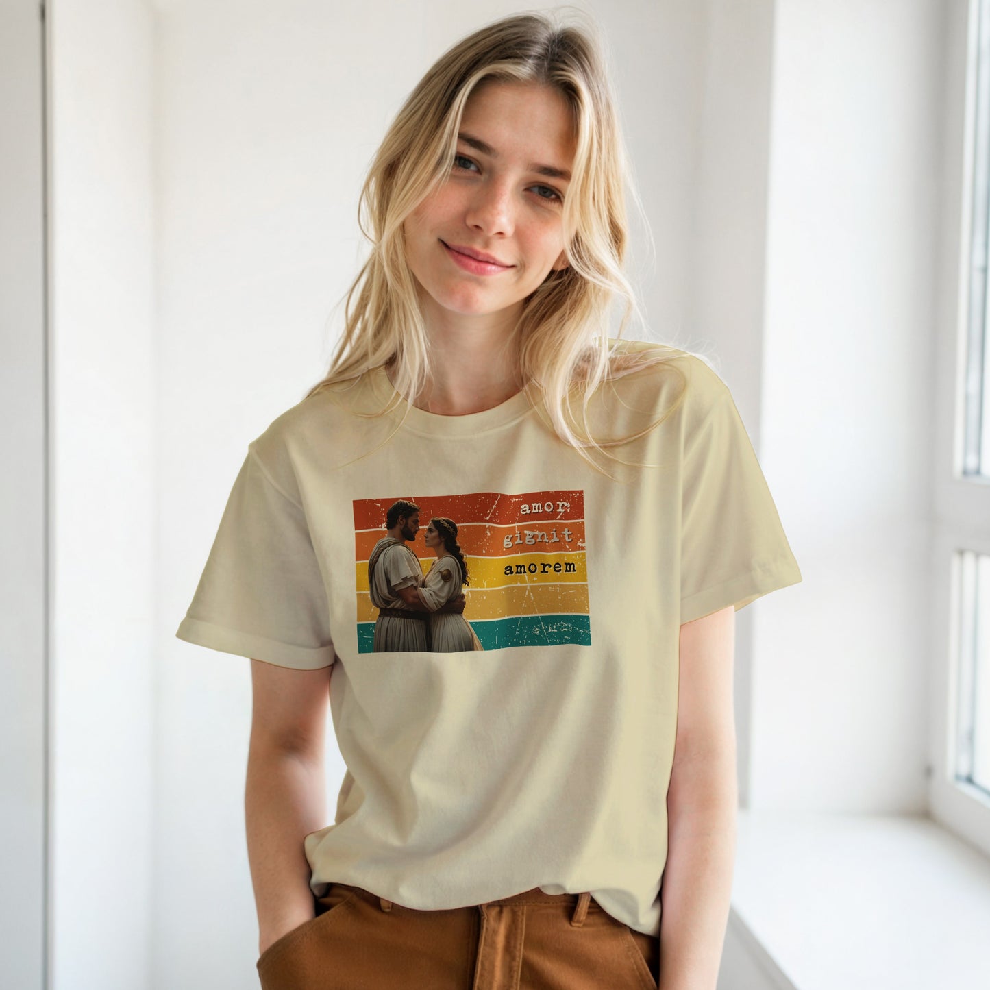 T-shirt "Amor Gignit Amorem": Maglia Amore Universale Antica Roma – Stile Vintage e Dark Academia