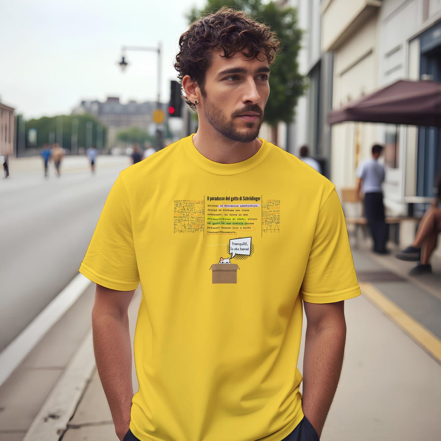 T-shirt Paradosso del Gatto di Schrödinger - Design in Italiano - Maglia Nerd Scienza e Fisica Quantistica
