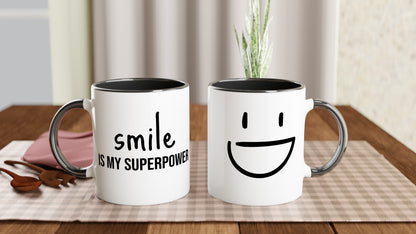 Smile Is My Superpower – Mug Bicolore – Tazza in Ceramica Divertente e Motivazionale