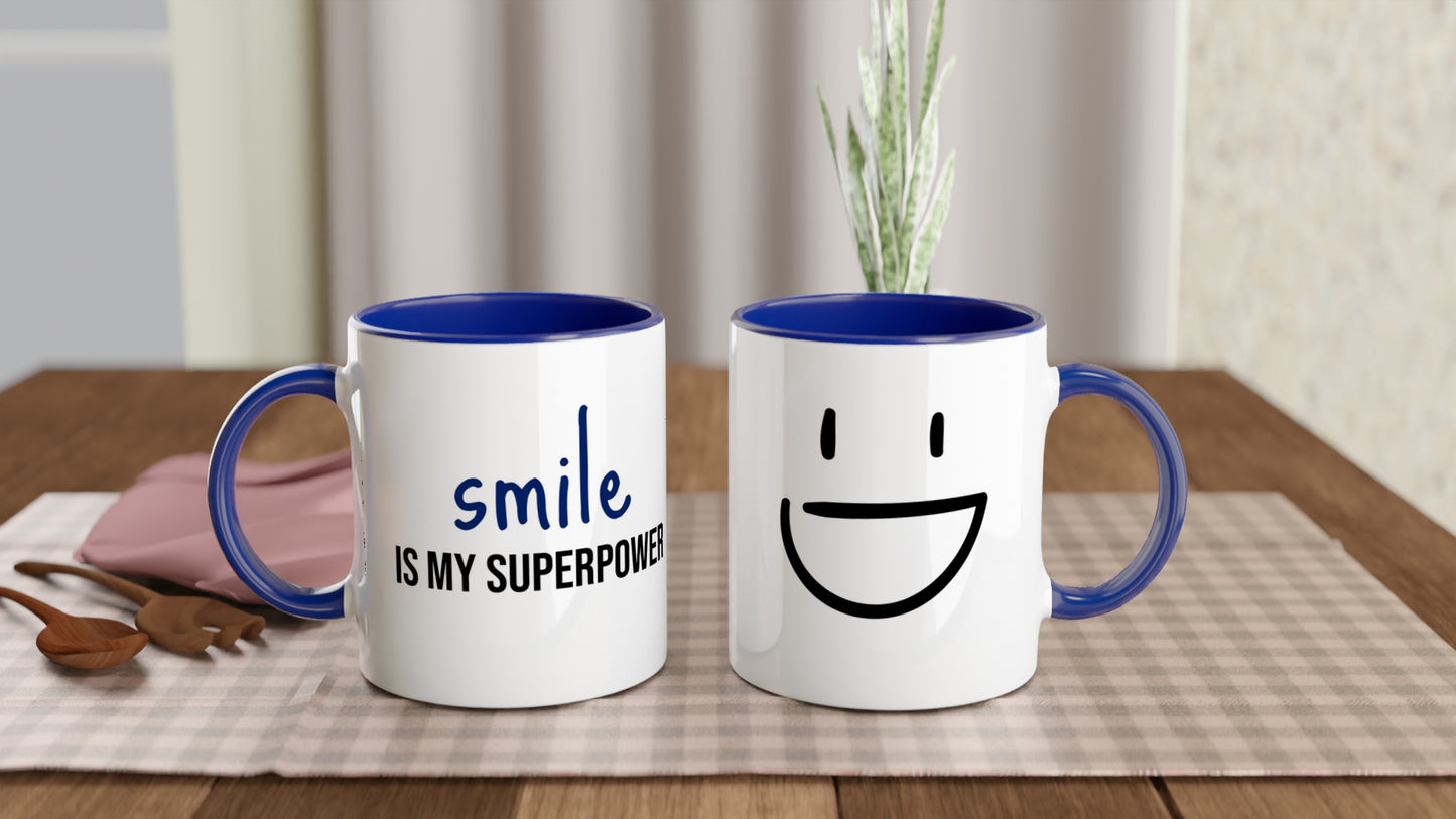 Smile Is My Superpower – Mug Bicolore – Tazza in Ceramica Divertente e Motivazionale