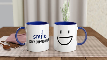 Smile Is My Superpower – Mug Bicolore – Tazza in Ceramica Divertente e Motivazionale