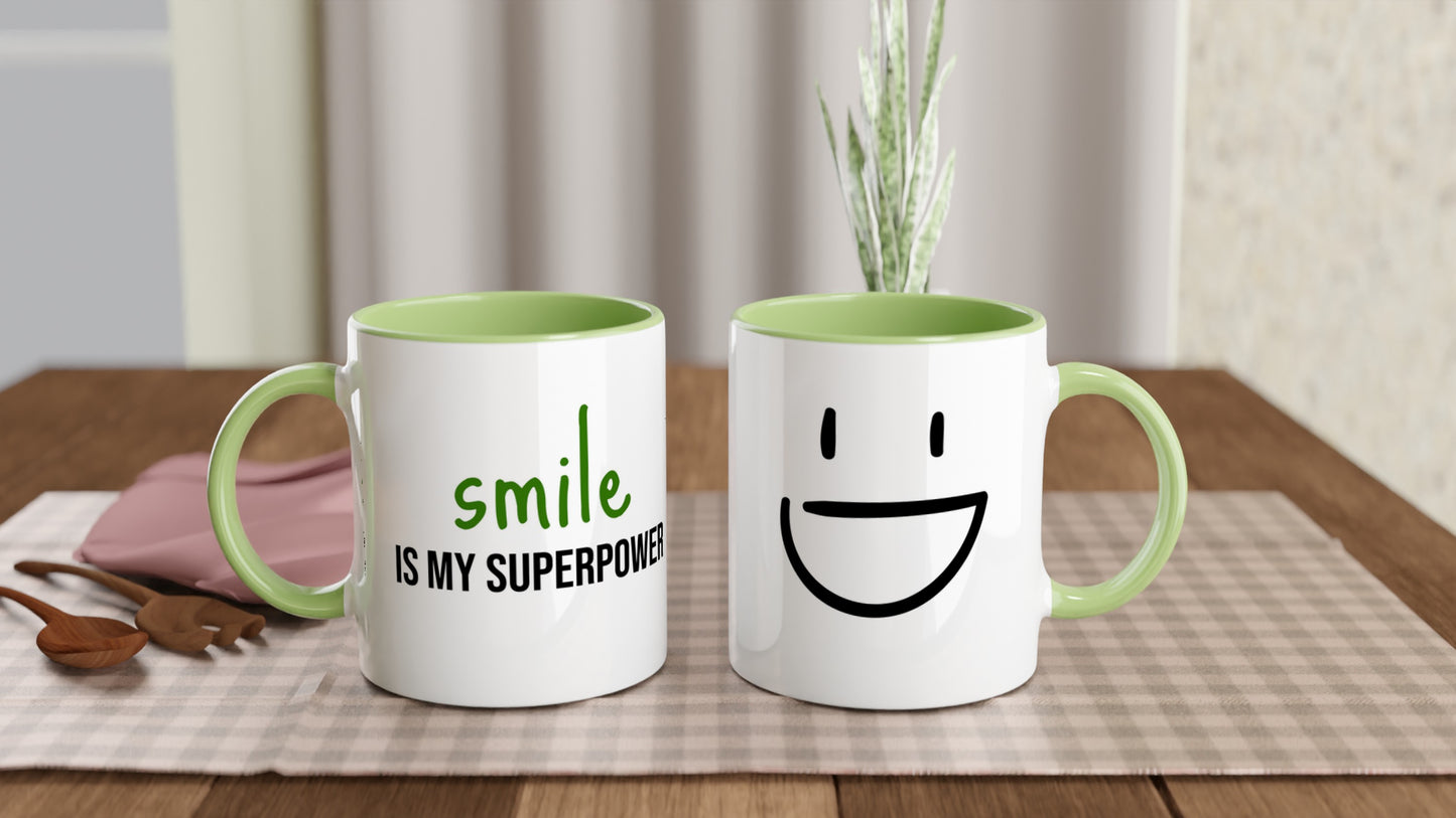 Smile Is My Superpower – Mug Bicolore – Tazza in Ceramica Divertente e Motivazionale
