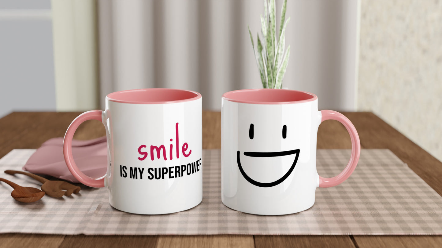 Smile Is My Superpower – Mug Bicolore – Tazza in Ceramica Divertente e Motivazionale
