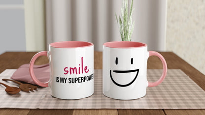 Smile Is My Superpower – Mug Bicolore – Tazza in Ceramica Divertente e Motivazionale