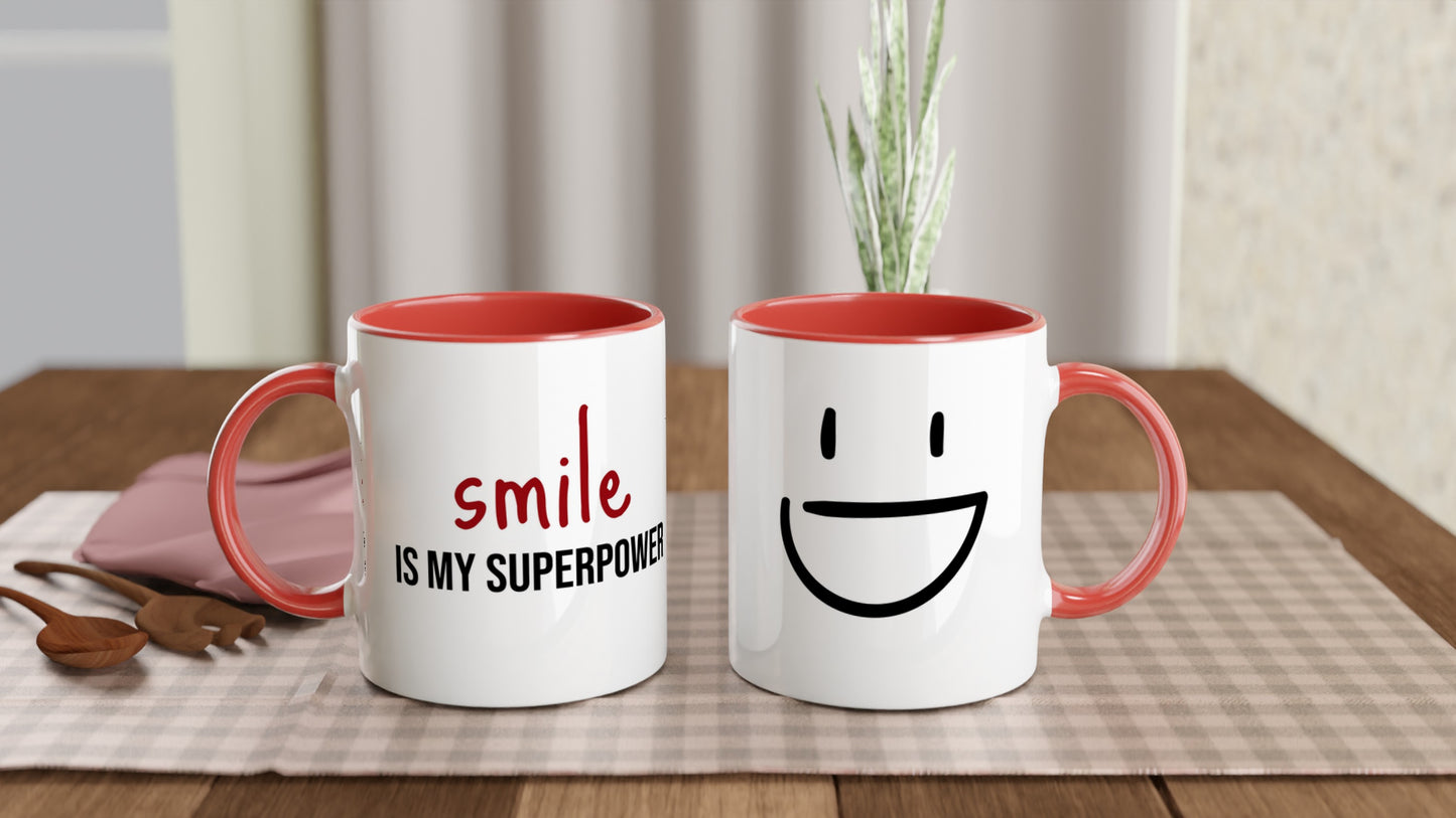 Smile Is My Superpower – Mug Bicolore – Tazza in Ceramica Divertente e Motivazionale