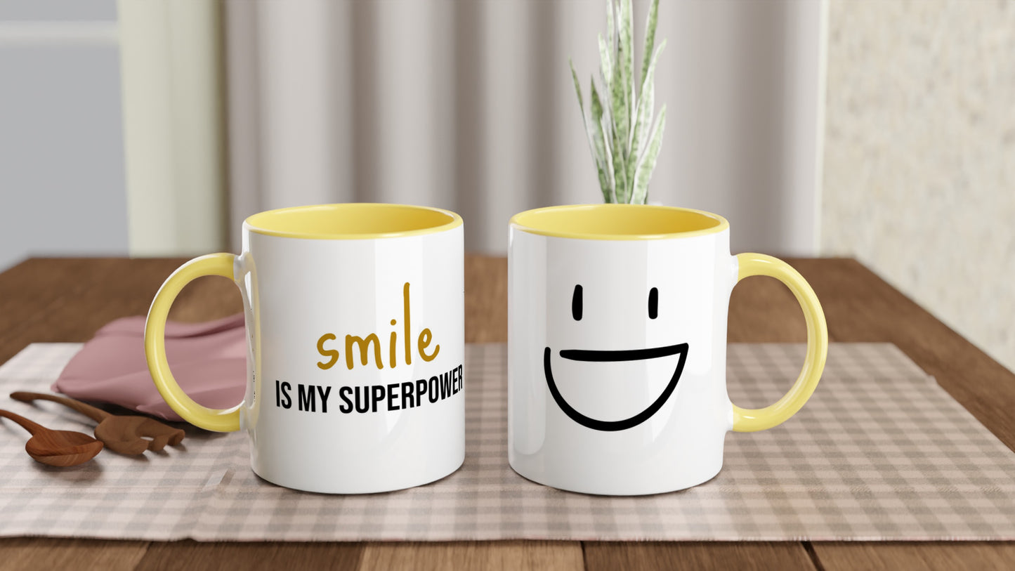Smile Is My Superpower – Mug Bicolore – Tazza in Ceramica Divertente e Motivazionale
